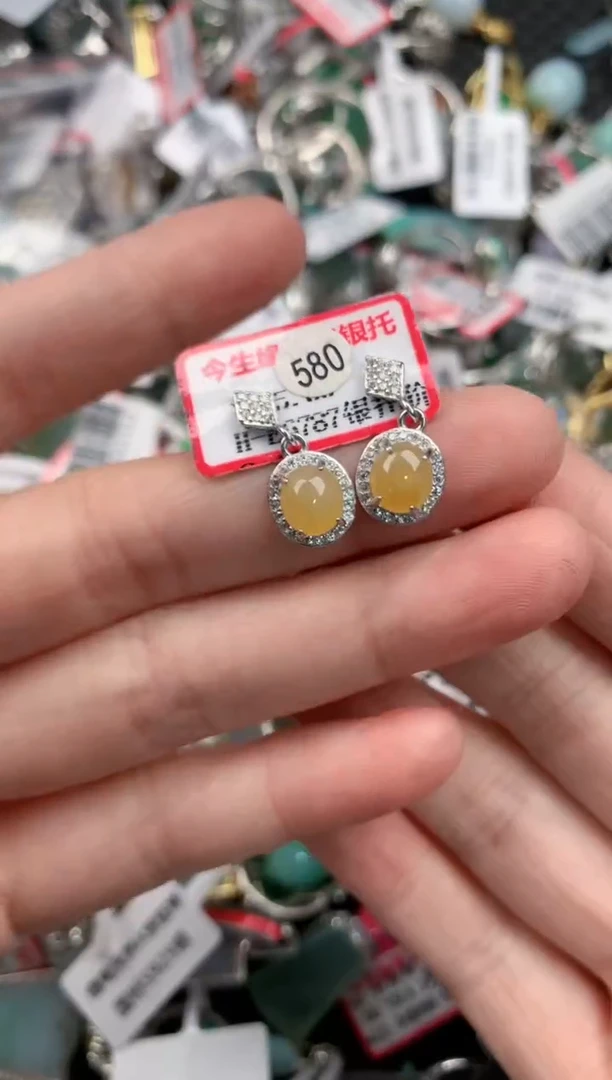 银S925镶嵌戒指翡翠555---2