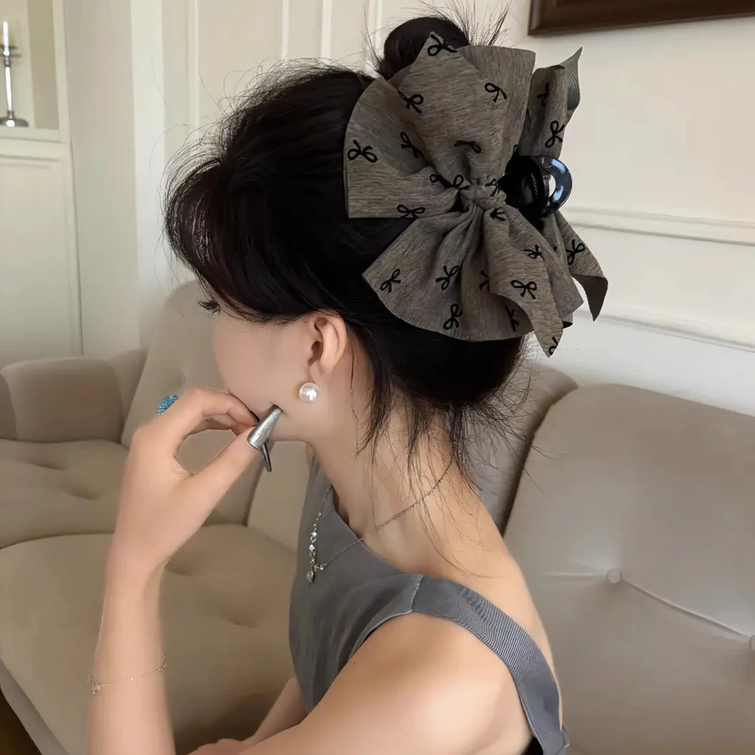 韩系不规则蝴蝶结抓夹女大号高级感后脑勺盘发夹鲨鱼夹发量大发饰