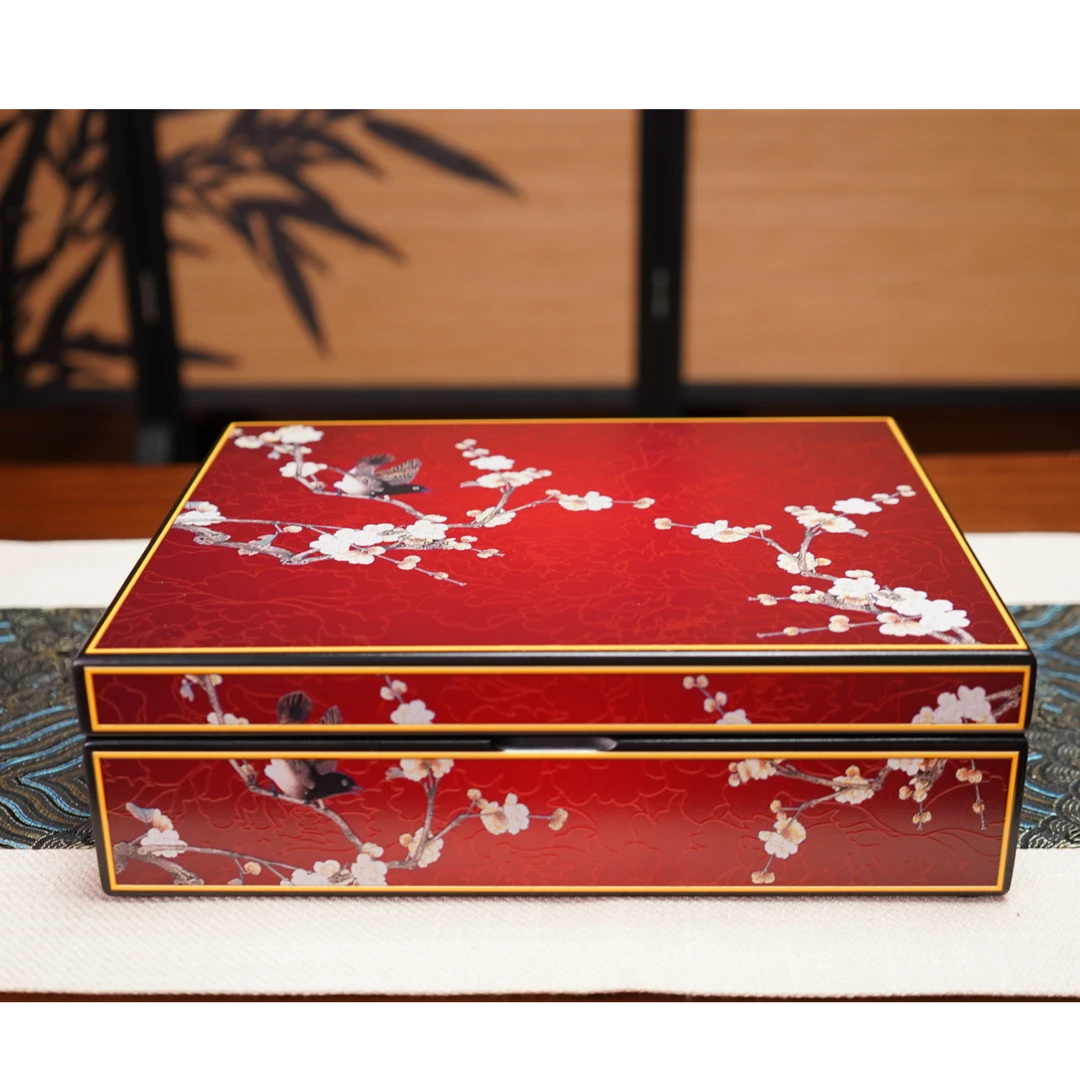 壹藏贰宝复古新中式翻盖高档收纳木盒桌面收纳盒