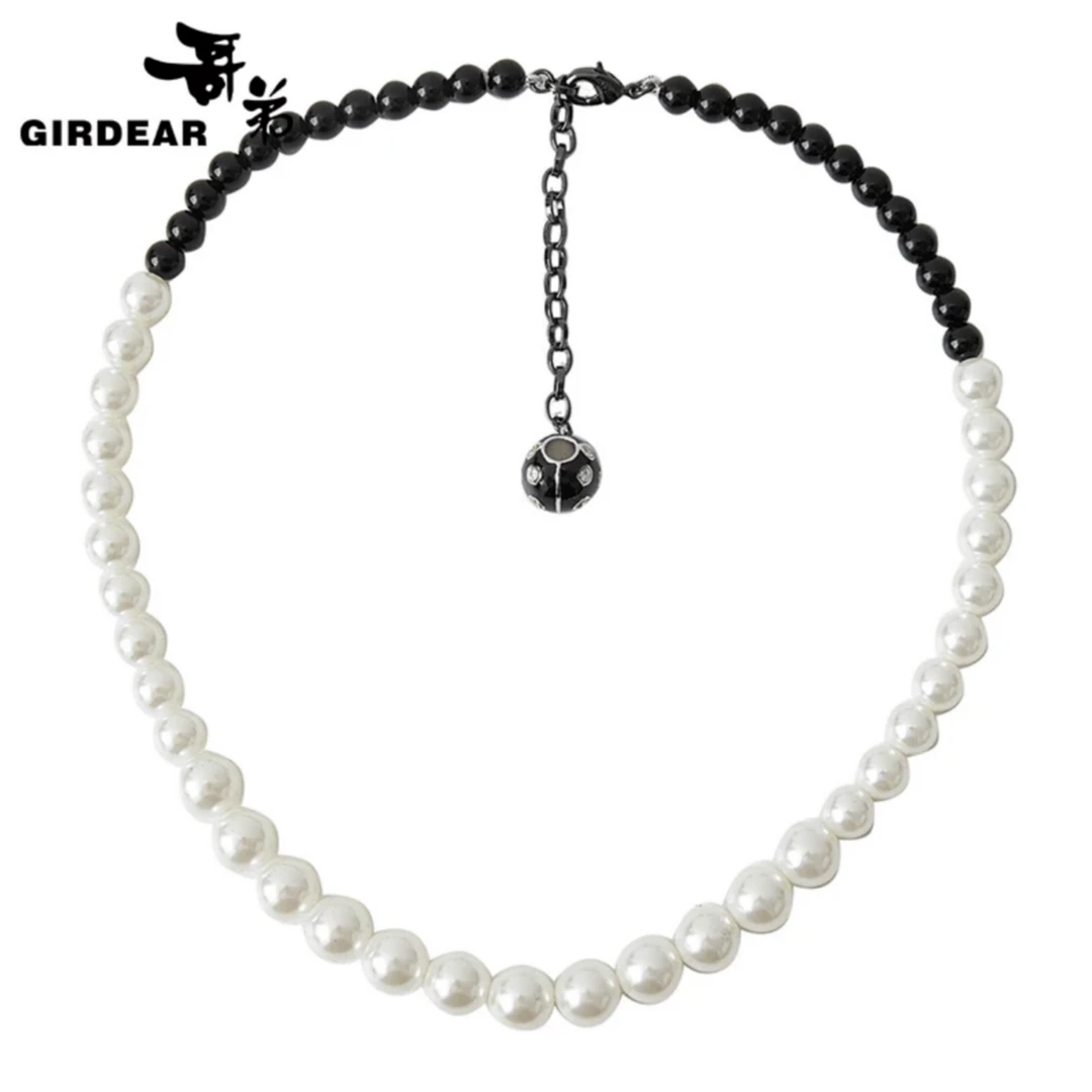 GIRDEAR/哥弟 铜合金锆石项链 简约设计百搭拼接珐琅项链1900520