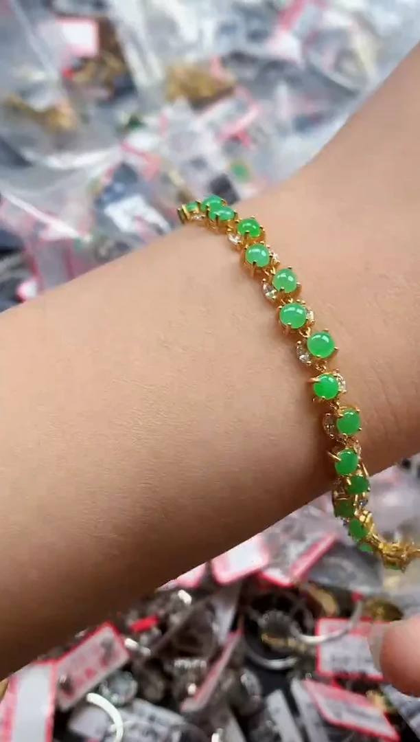 银S925镶嵌戒指翡翠天然A货缅甸翡翠