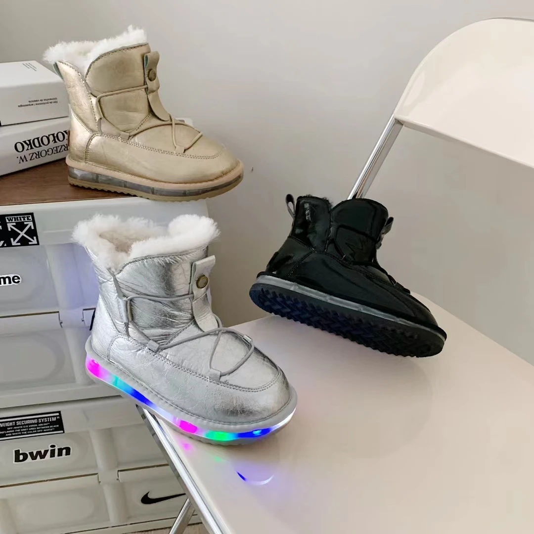 【高帮闪灯】爆款雪地靴童款冬季羊毛加厚保暖百搭防滑时尚防水