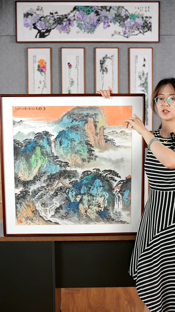 国画隗寿群《东方曙光》含框82*82厘米