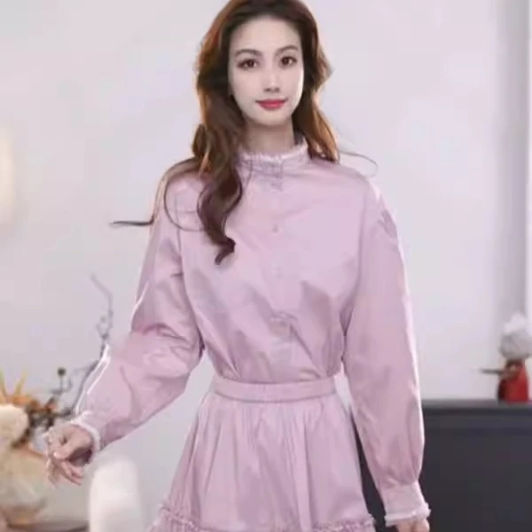 【专柜品质】春季新款气质复古时尚立领花边长袖衬衫女上衣530115