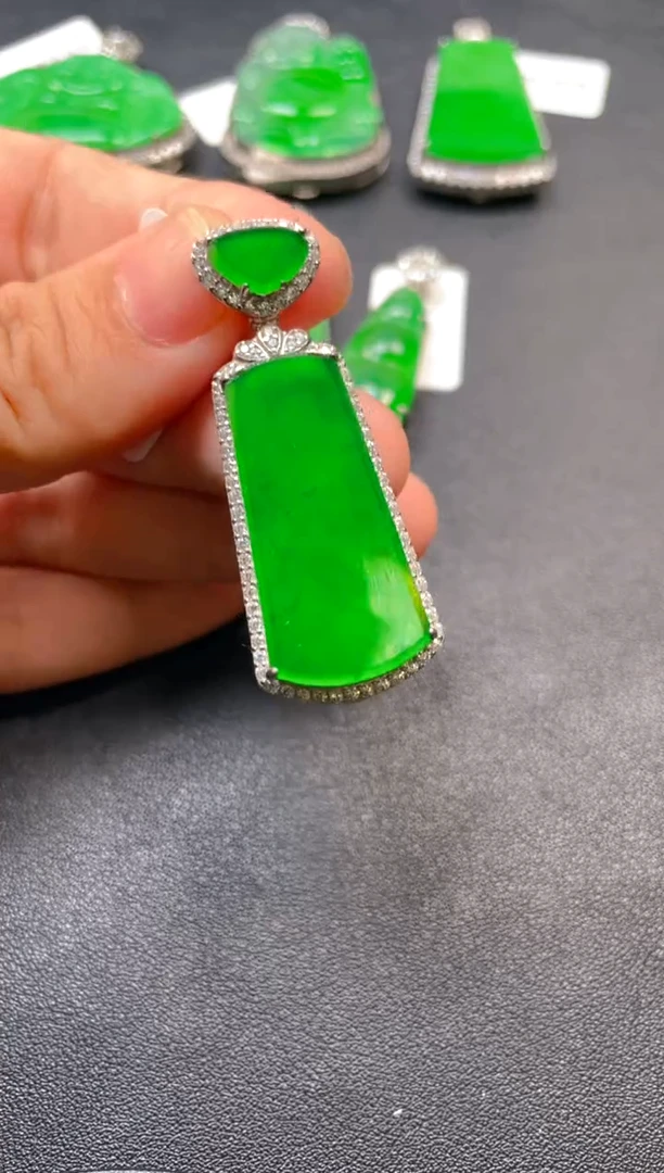 吊坠(不含链)银S925镶嵌翡翠吊坠