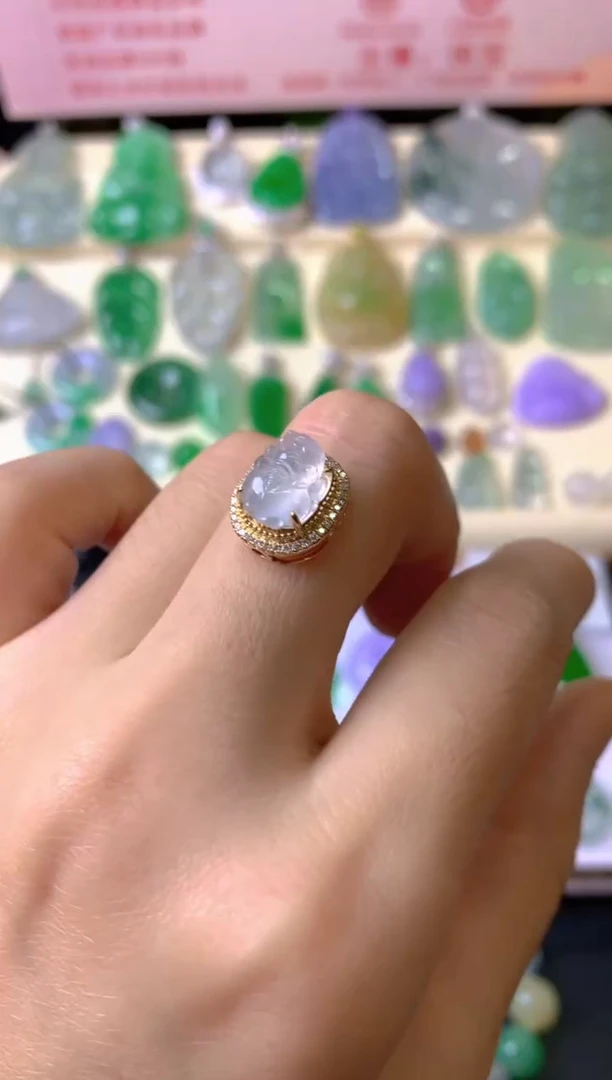 吊坠(不含链)18K金镶嵌翡翠快****！吊坠