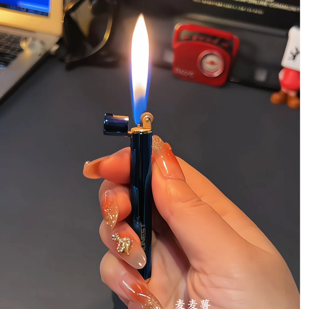 迷你小巧百城初见充气打火机金属细长条便携迷你砂轮打火机