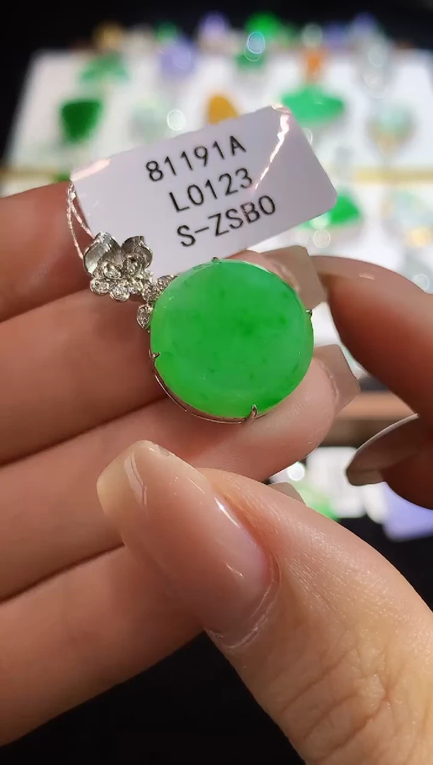 翡翠18K金镶嵌吊坠(不含链)L0123多样性发其一