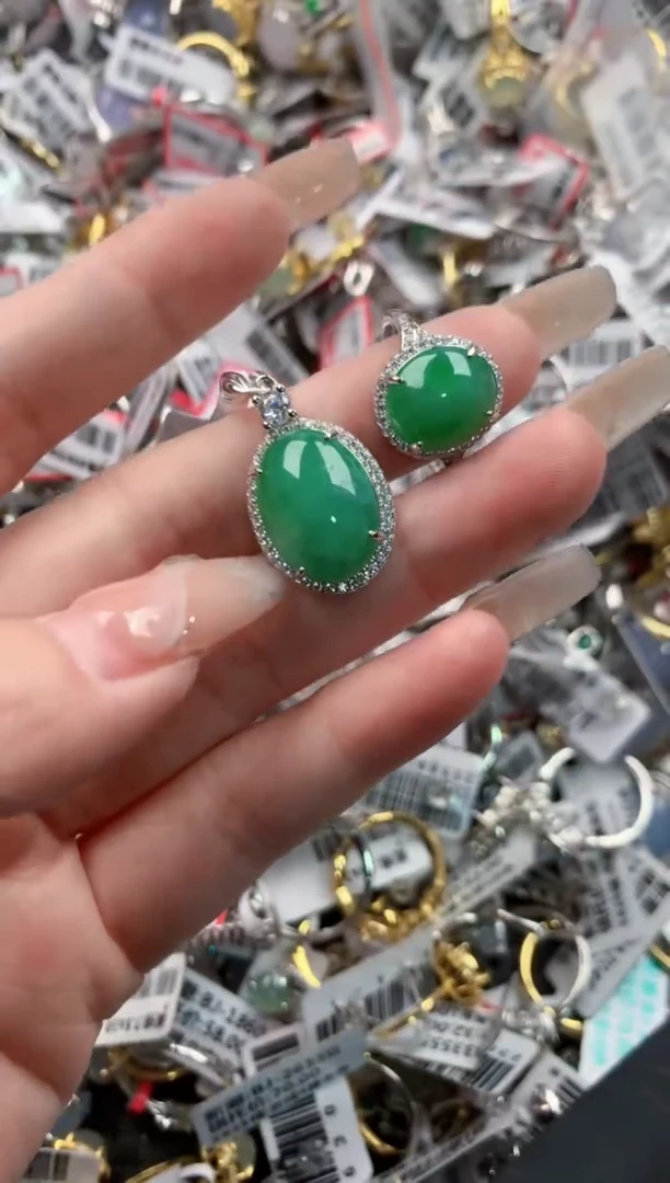 银S925镶嵌戒指翡翠141414----9