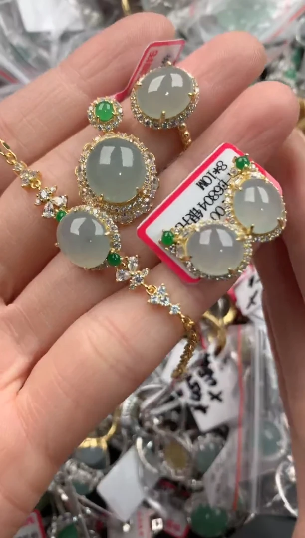 银S925镶嵌戒指翡翠5555----4