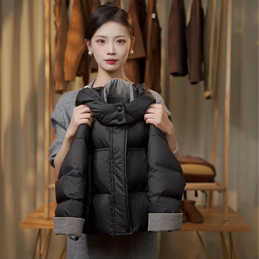 【小森熊】【现货】冬季儿童韩版时尚双倍充绒加厚连帽白鸭绒羽绒服