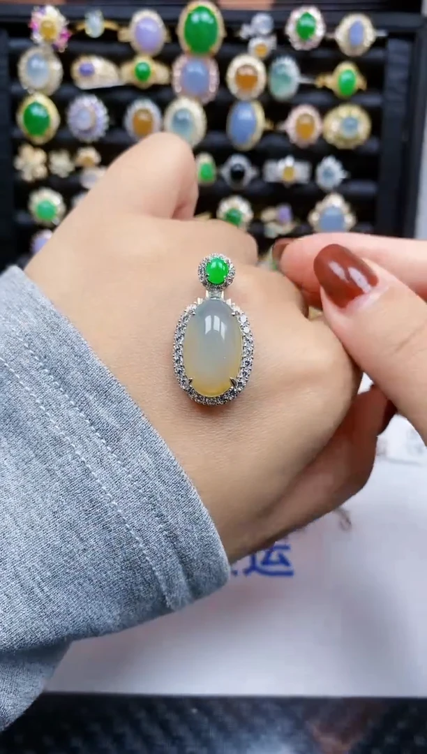 银S925镶嵌戒指翡翠338