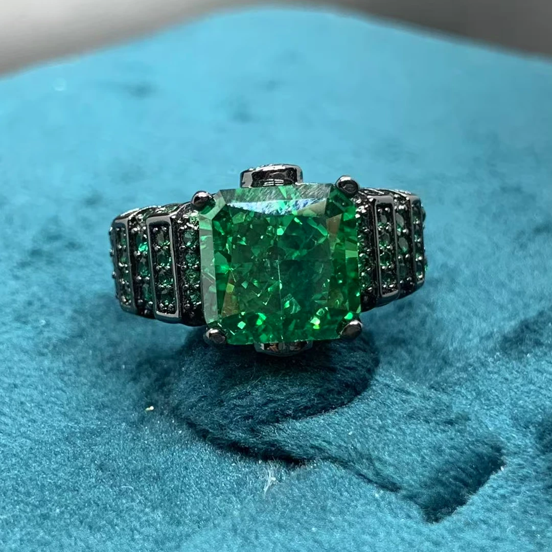 【南非库里南】NFKLN 高端奢华定制  黑托绿色戒指 281