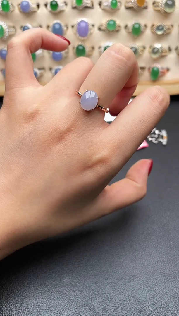 银S925镶嵌戒指翡翠一物一证一礼盒