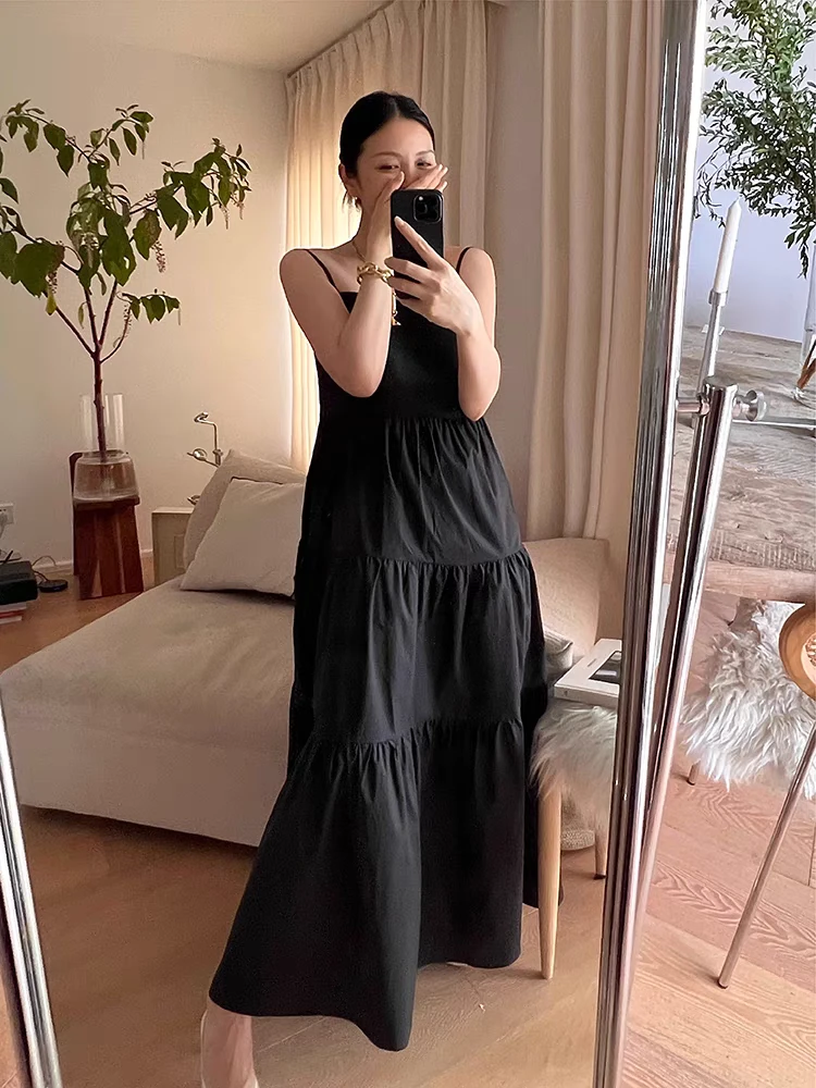 （D2）1纯色吊带连衣裙