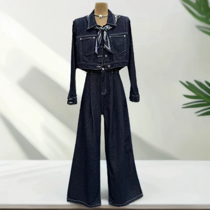 B6085秋季酷飒炸街工装上衣外套+阔腿裤长裤两件套日常新中式