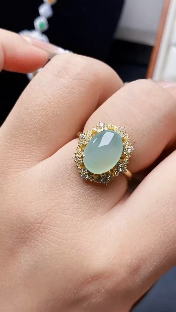 银S925镶嵌戒指翡翠7270