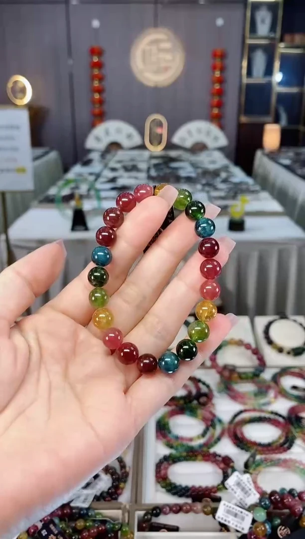 未镶嵌收藏级老矿碧玺单圈手串8mm+碧玺hon多样性发一条