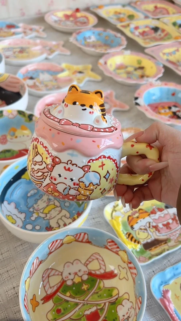 摆件陶小****雪景德镇陶瓷手绘微瑕