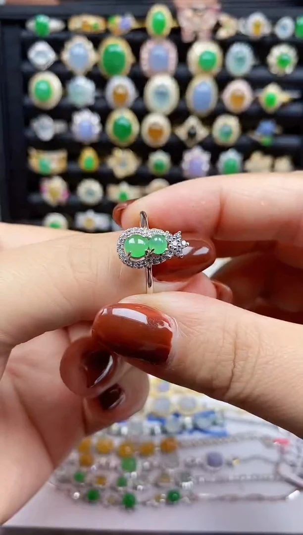 银S925镶嵌戒指翡翠37