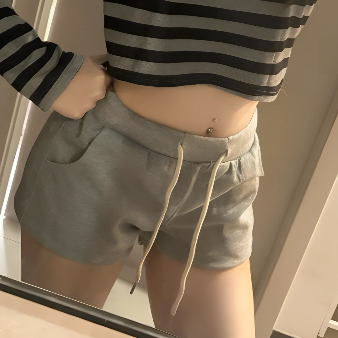 直筒裤运动风辣妹风低腰短裤裤子休闲性感欧美