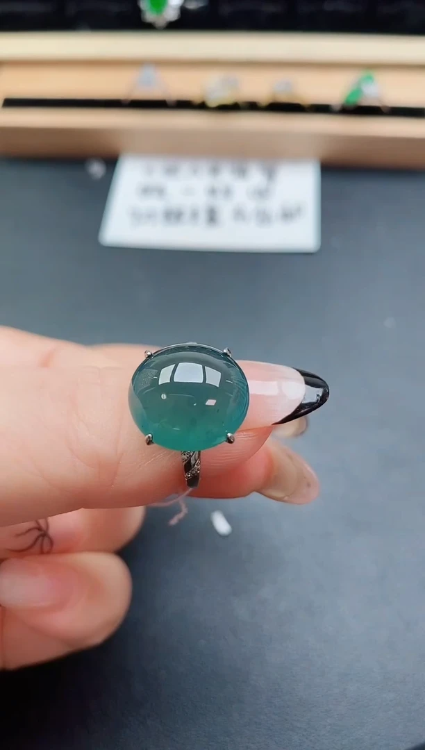 翡翠戒指银S925镶嵌080