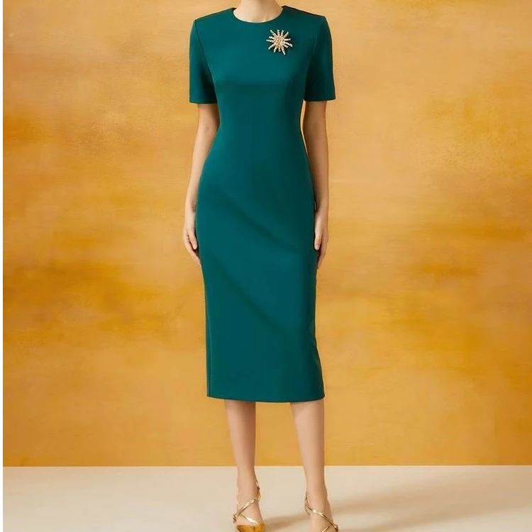 法式优雅气质修身显瘦连衣裙轻奢中袖礼服长裙