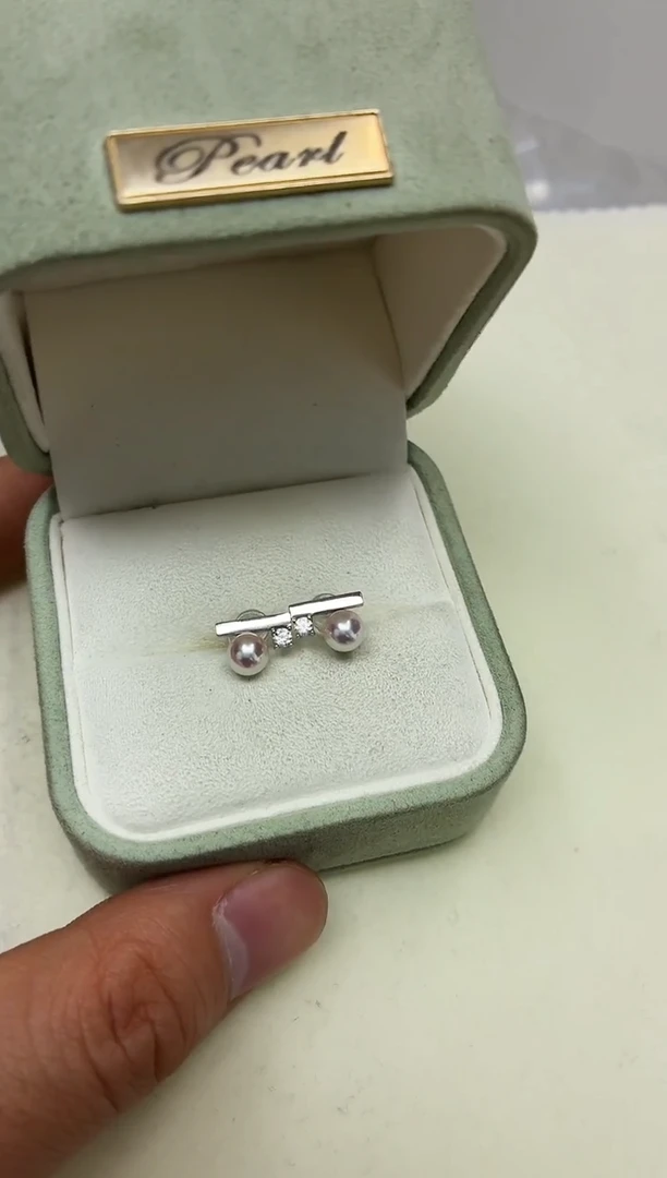 银S925镶嵌DA海水珍珠耳饰5-6 y1419