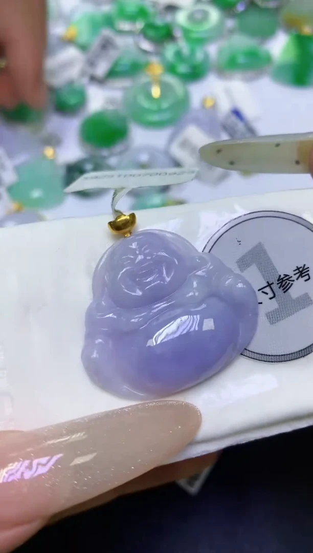 颈饰18K金镶嵌翡翠天然缅甸翡翠A货百元以上9元证书费自理