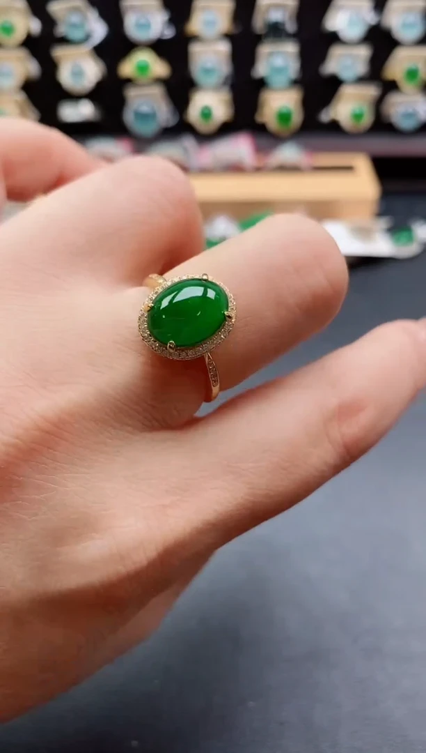 银S925镶嵌戒指翡翠1