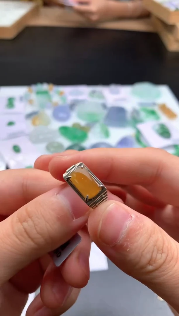 翡翠戒指银S925镶嵌翡翠