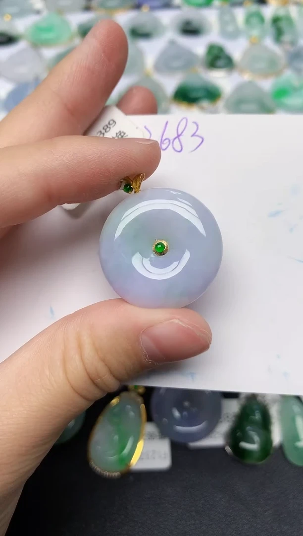 颈饰18K金镶嵌翡翠天然缅甸A货翡翠百元以上9元证书费自理