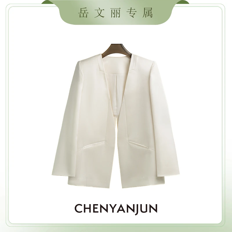 【岳文丽专属】【515重谤醋酸无领垫肩西服】 CYJ-WWO142-W078
