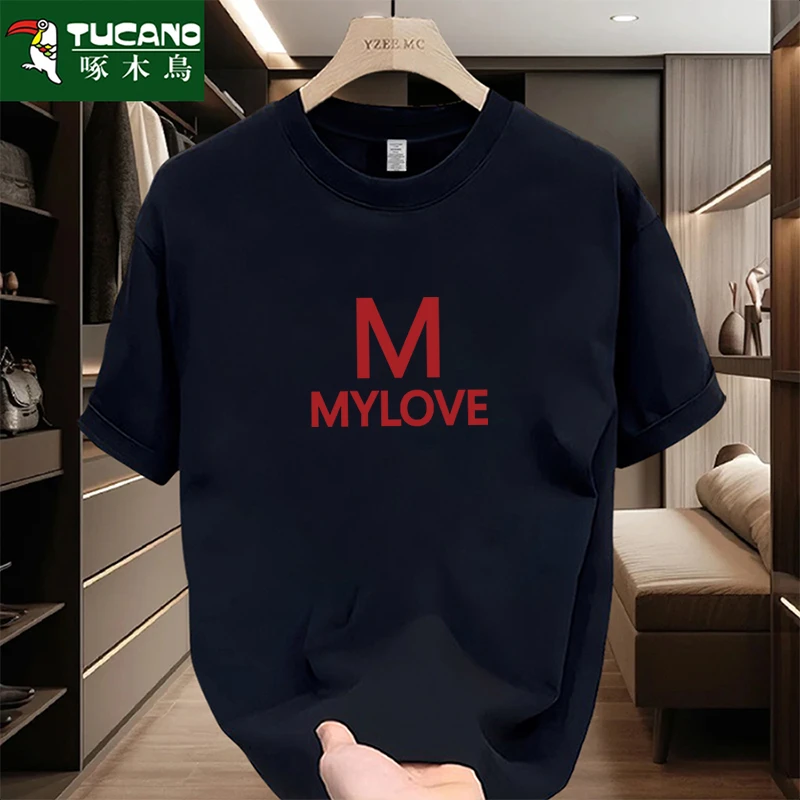 啄木鸟夏季重磅纯棉短袖t恤男士百搭运动休闲青年半袖全棉打底衫t