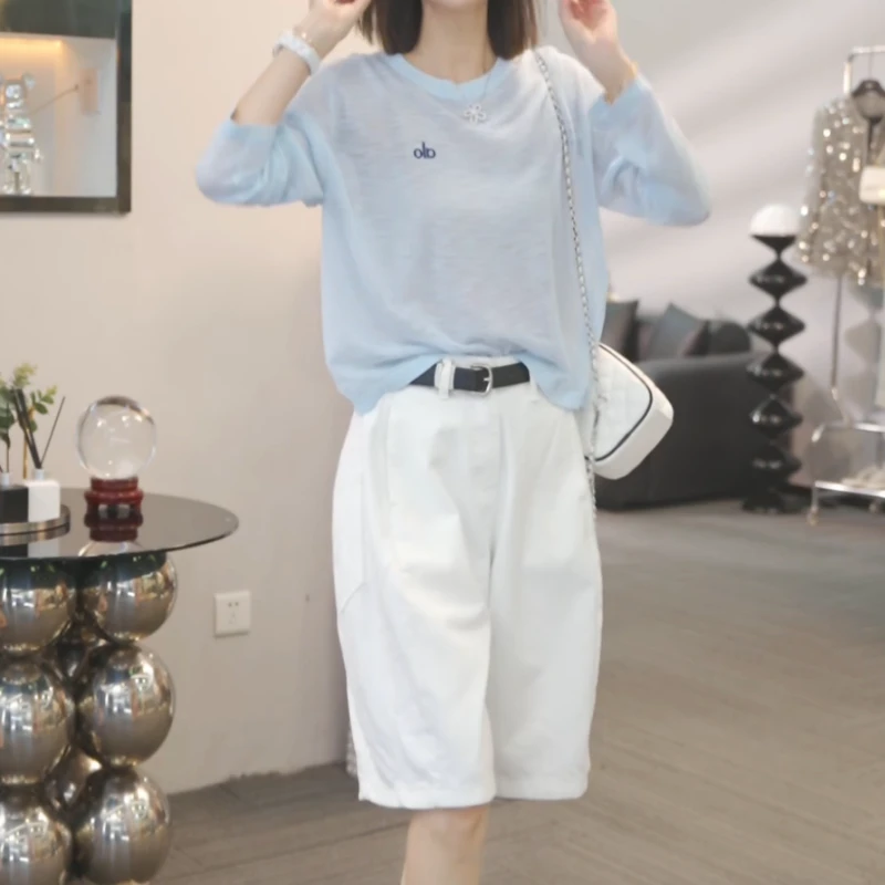 【呼吸色卡】2025夏季新款设计感超薄冰凉针织上衣LK2504211