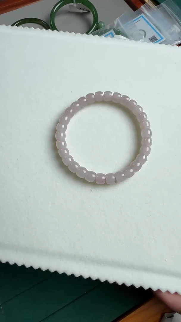 手串未镶嵌和田玉7mm和田玉藕粉直切