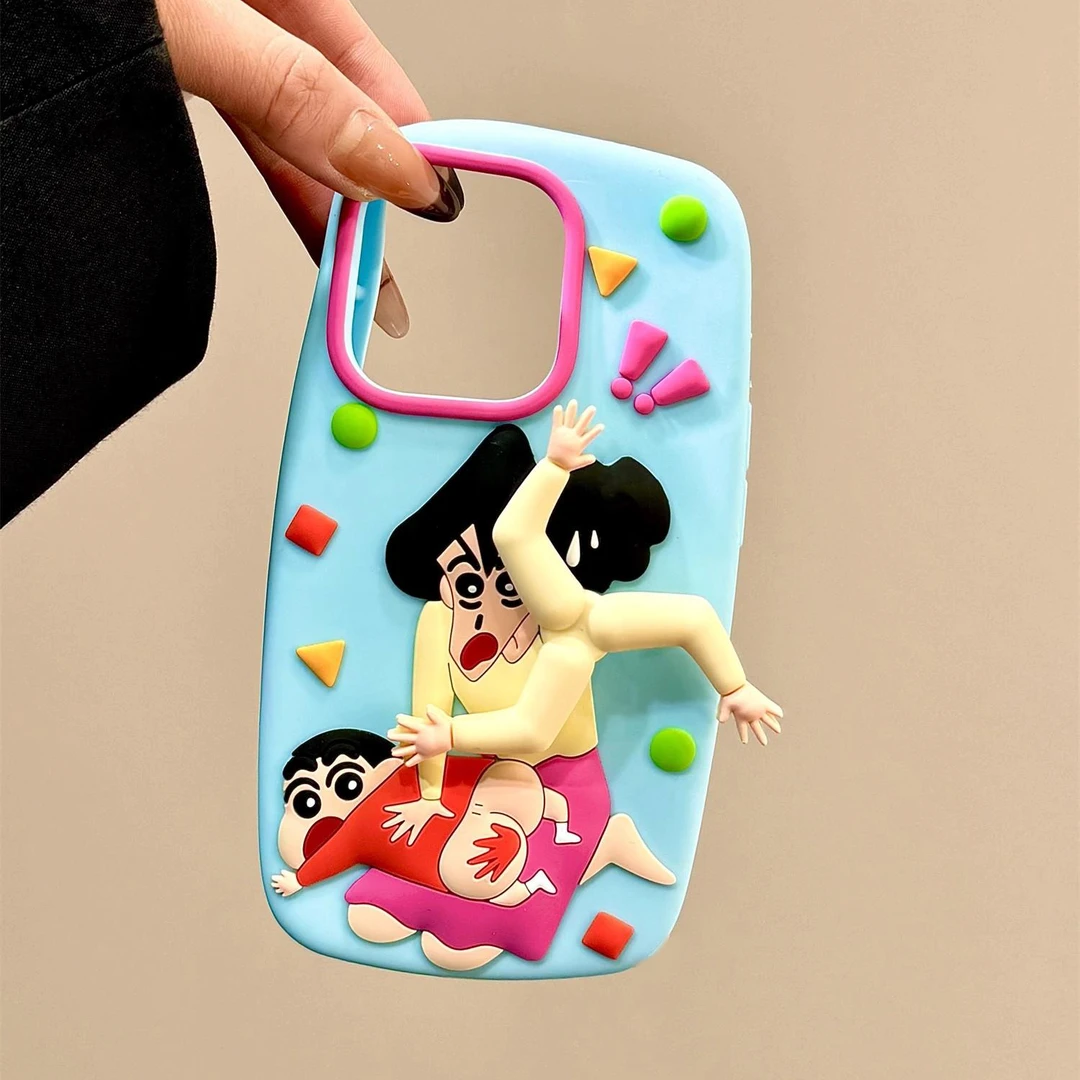 飞虎胜立体旋转打屁屁小新适用苹果16/15promax手机壳iphone14/13