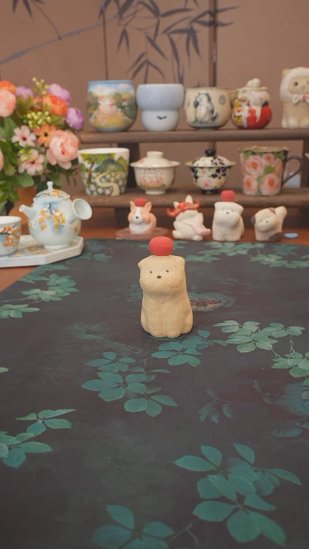 小晴天  小狗摆件可香插