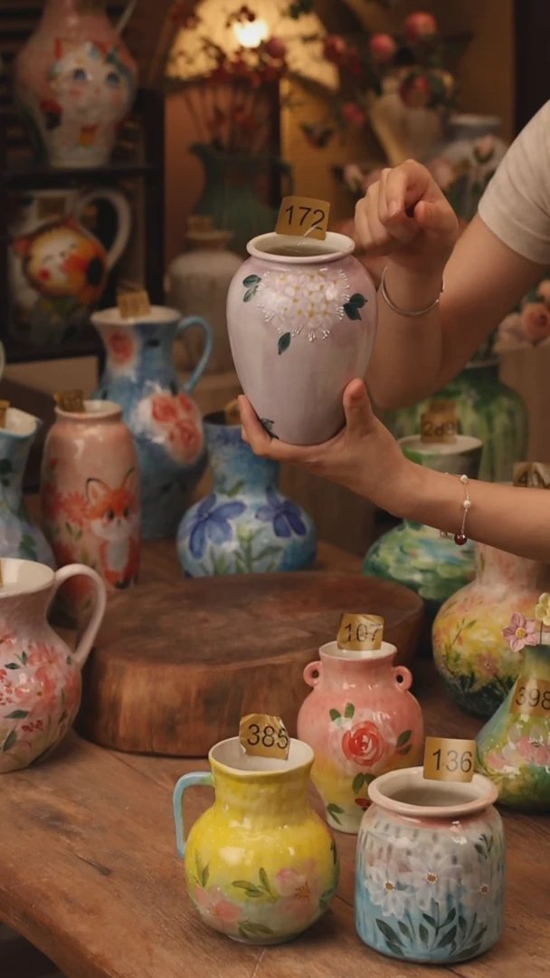 陶瓷172景德镇设计师手作花器摆件侘寂风