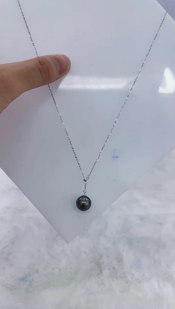 银S925镶嵌海水珍珠DA海水大溪地Y链12-13 y429