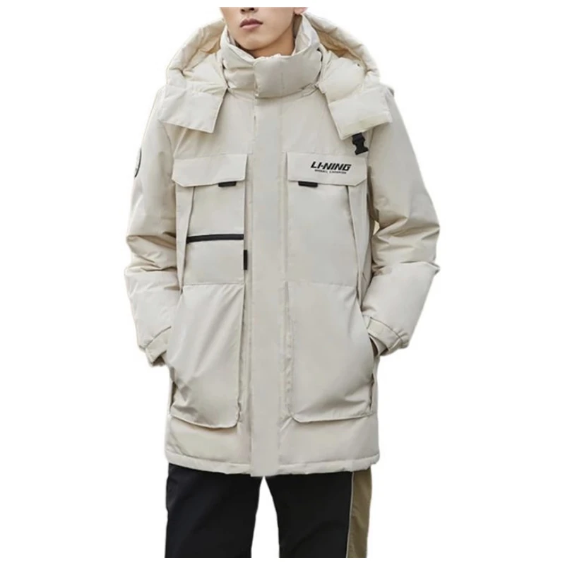 《B品以直播展示为准》李宁运动男子休闲宽松连帽羽绒服 AYMR381