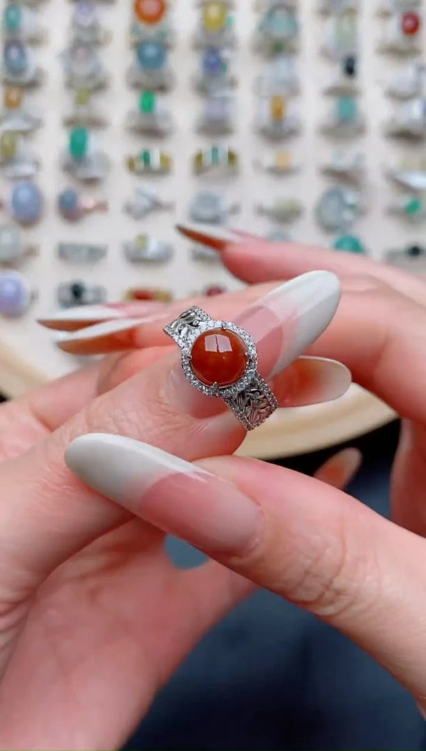 银S925镶嵌戒指翡翠...