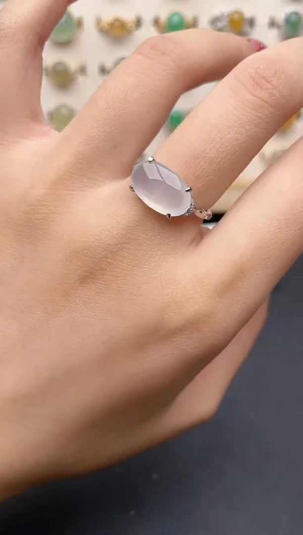 【闪购商品】翡翠戒指银S925镶嵌一物一证一礼盒