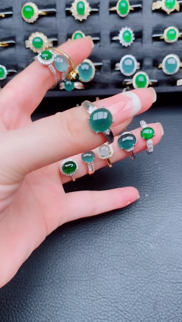 翡翠戒指银S925镶嵌天然a货翡翠9