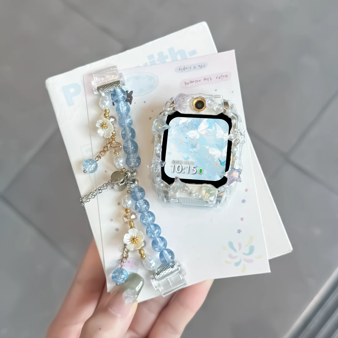 水晶花适用小天才电话手表表带z11串珠z10链z9z8腕带z6pro保护套7