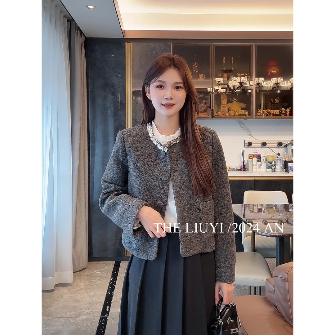 【LIUYI】亮片小香~羊毛混纺气质小香风外套48186