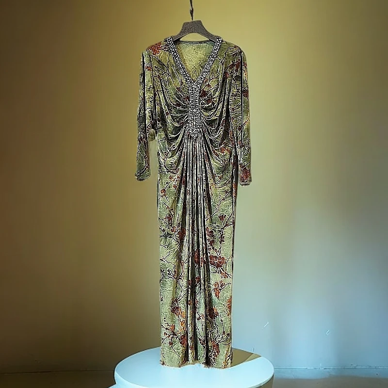 L88909设计师新款洋气宽松连衣裙新年战袍连衣裙气质收腰连衣裙