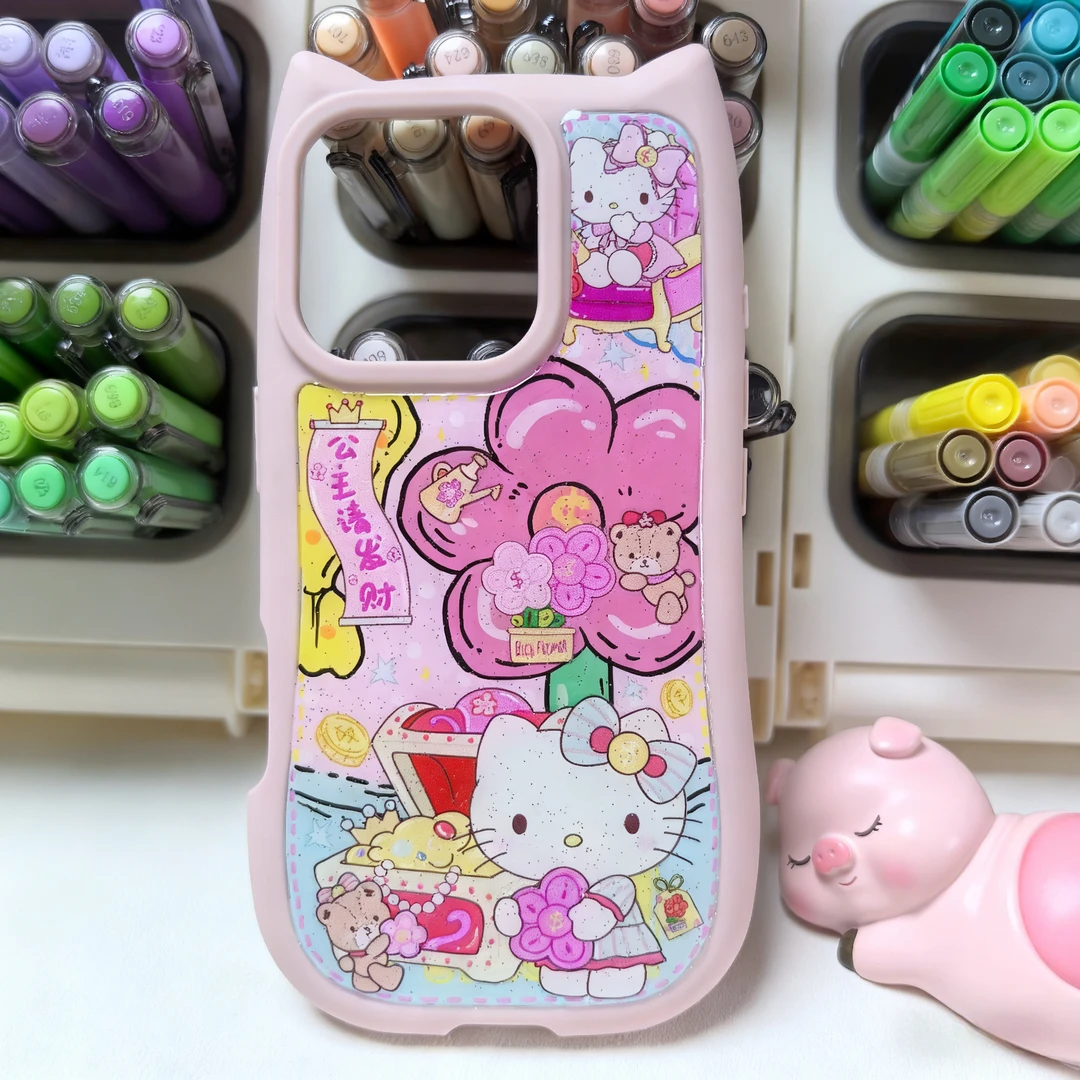 【现货】iPhone 16 Pro手绘贴纸滴胶手机壳