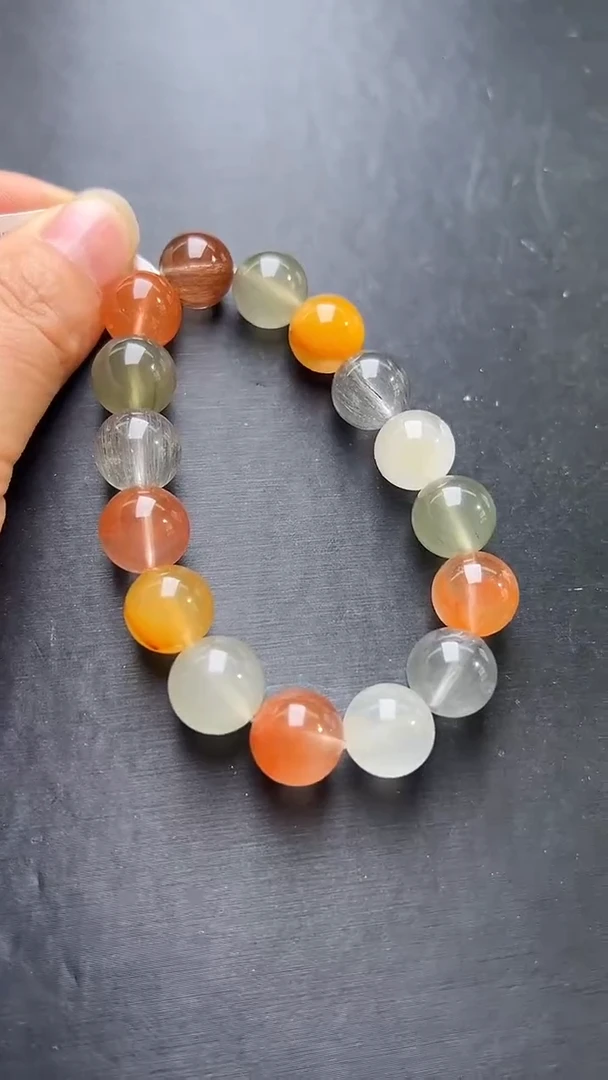 未镶嵌手串水晶彩兔毛手串13mm+ JP57394