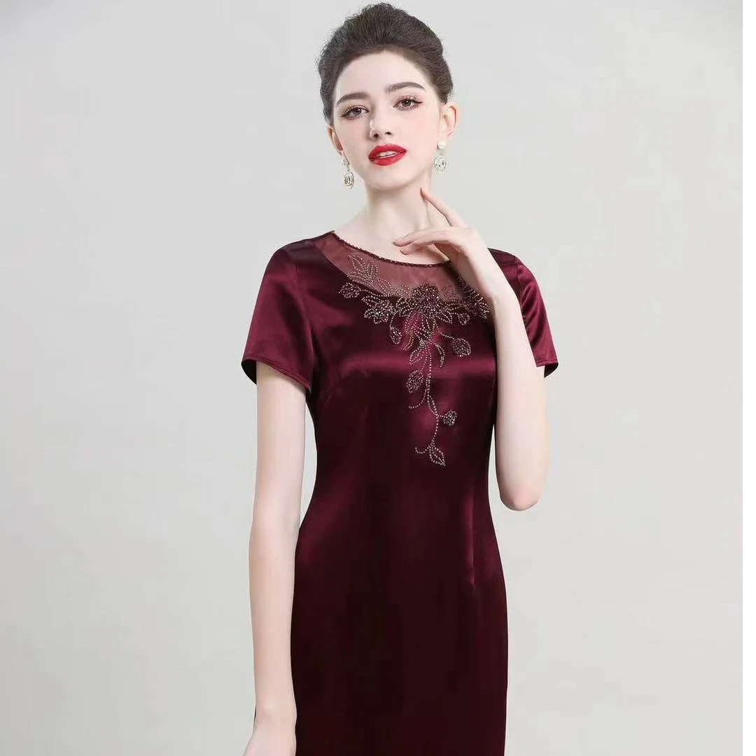 诺妮-02701-夏新款C酸圆低领高端旗袍